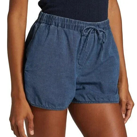 Nili Lotan Tilly Cotton Chambray Shorts High Waisted Deep Indigo M New 258013